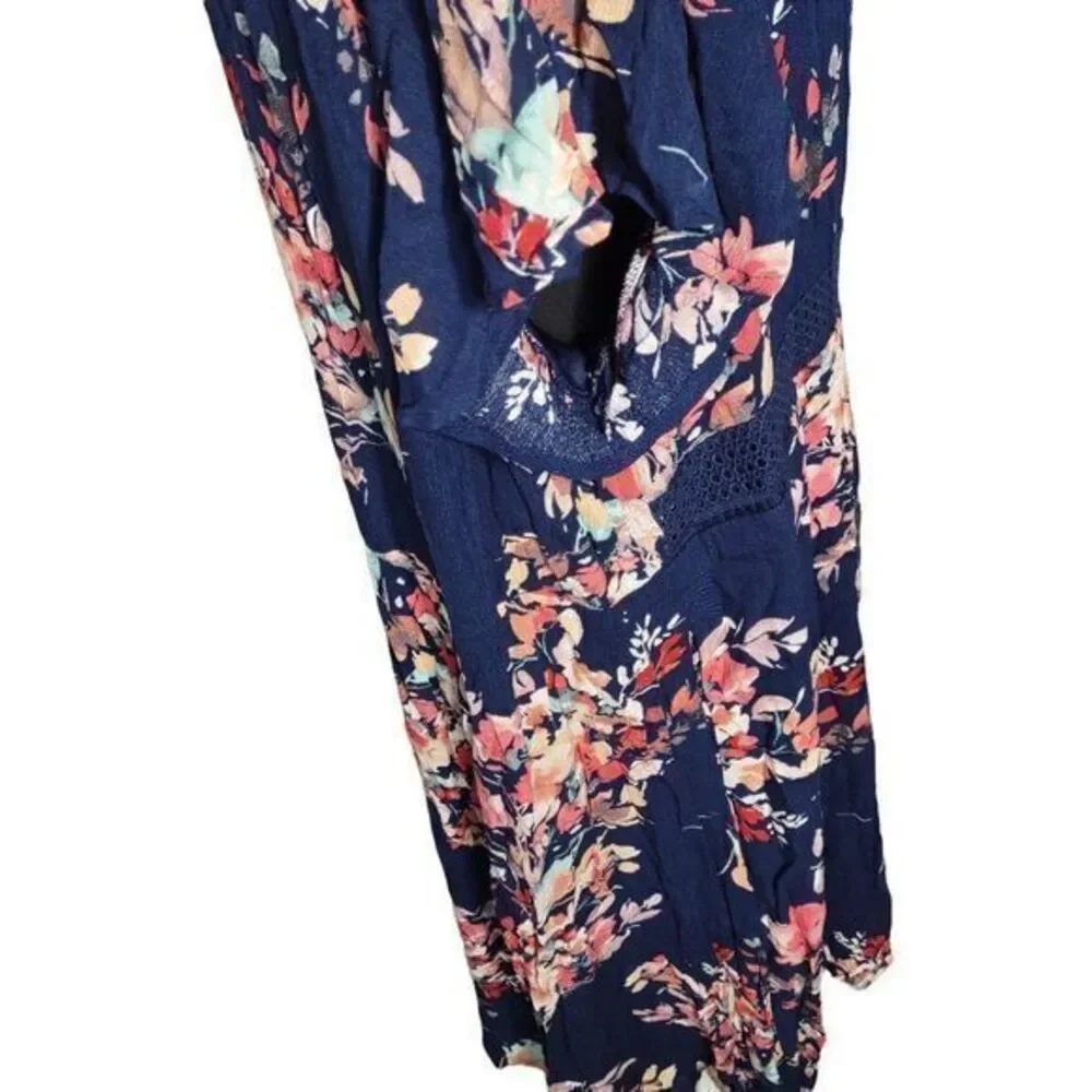 Torrid Navy Gauze Short Sleeve Skater Dress with Lace‎ Collar Detail and Pockets - Picture 5 of 10